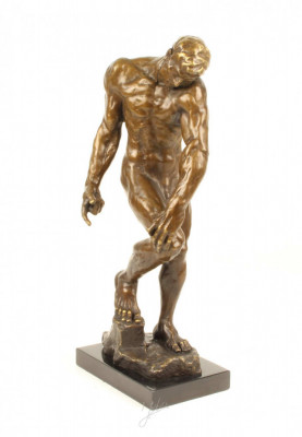 Adam - statueta mare din bronz pe soclu din marmura YY-28 foto
