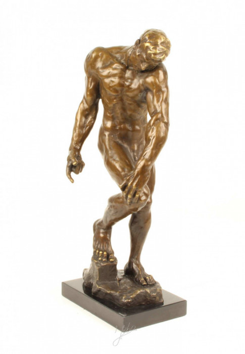 Adam - statueta mare din bronz pe soclu din marmura YY-28