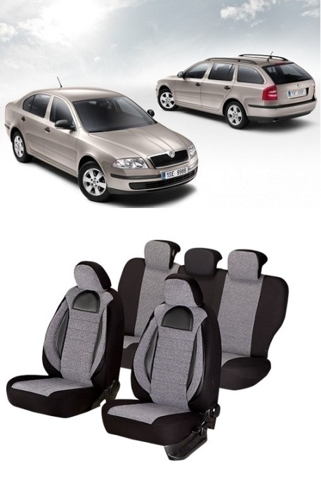 Huse scaune Premium din piele si textil SKODA OCTAVIA II 2004-2013