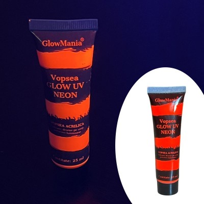 Vopsea glow UV neon rosie, pentru machiaj fata si corp, 25 ml foto