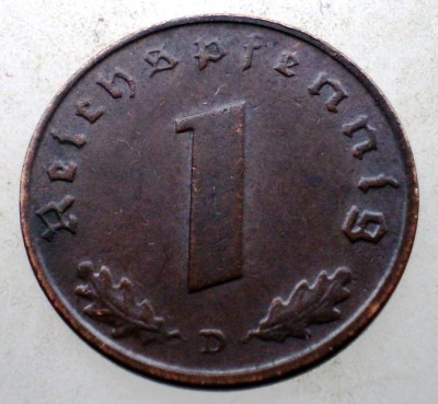 B.015 GERMANIA 1 REICHSPFENNIG 1937 D foto