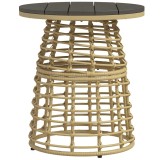 Outsunny Masă de cafea de grădină rotundă din rășină aspect răchită metal și blat compozit, dim. &Oslash;45 x 50H cm | Aosom Romania