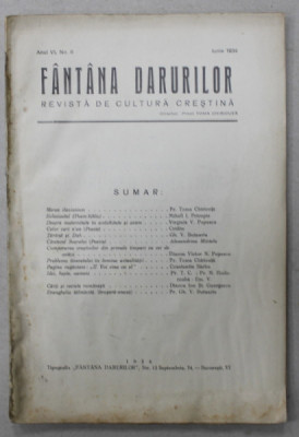 FANTANA DARURILOR , REVISTA DE CULTURA CRESTINA , Nr. 6 , 1934 foto