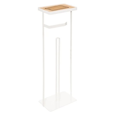 Suport hartie igienica 5Five cu raft depozitare, otel, 18x12x59 cm, alb Household NewTrend foto