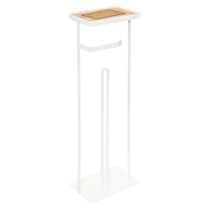 Suport hartie igienica 5Five cu raft depozitare, otel, 18x12x59 cm, alb Household NewTrend