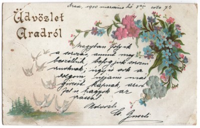 1900 - Arad, felicitare litho (jud.Arad) foto
