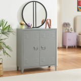 Dulap metalic, en.casa, PXSL-0209 Oripaa, 90 x 80 x 33 cm, otel, gri inchis, cu 1 raft, incuietoare magnetica si usa cu fante pentru aerisire HausGard