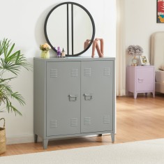 Dulap metalic, en.casa, PXSL-0209 Oripaa, 90 x 80 x 33 cm, otel, gri inchis, cu 1 raft, incuietoare magnetica si usa cu fante pentru aerisire HausGard foto
