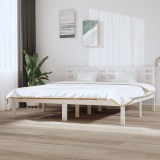 VidaXL Cadru de pat fără saltea, alb, 200x200 cm, lemn masiv pin