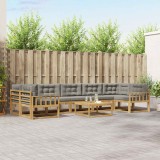 vidaXL Set de canapele de exterior cu pernă 6 pcs Alb și gri deschis 3386195
