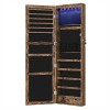 Dulap Bijuterii cu Oglinda Artool Leobert, MDF, Maro Rustic, 37x10x120cm, Raft Inferior, Montare Perete/Usa, Iluminare LED, Interior Catifea