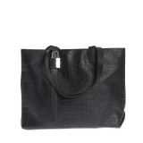 Geanta shopper neagra cu accesoriu lacat