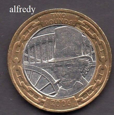 Anglia, Marea Britanie, 2006 2 Pounds, Comemorativa, Brunel, Pod