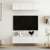 VidaXL Comode TV, 4 piese, alb extra lucios, 60x30x30 cm , PAL