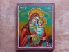 Icoană veche Maica Domnului cu Pruncul, pictură manuală pe lemn, semnată C. Neșu, Jilava 1981 (24&times;20 cm)