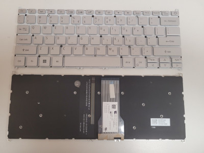 Tastatura Laptop, Acer, Swift 3 SF314-43, iluminata, argintie, layout US foto