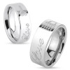 Inel lucios din oțel de culoare argintie, inscripția Love și lacăt &icirc;nchis, 8 mm - Marime inel: 70