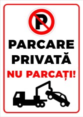 Semn pentru interzicere parcare privata nu parcati foto
