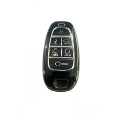 Husa Cheie Hyundai Tucson, 2022-2024, Smartkey, 6 Butoane, Tpu, Negru cu contur silver