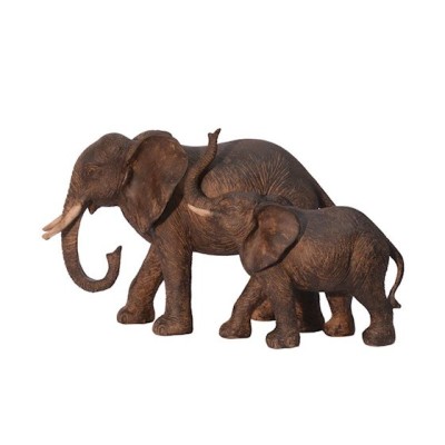 Elefant cu puiul-statueta din rasini JA-53 foto