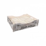 Culcus din lemn cu perna alba, pentru pisici, 45x38x12 cm