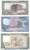 Bancnota Liban 50, 100 si 250 Livre 1988 - P65-67 UNC ( set x3 )