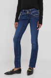 Pepe Jeans jeansi Slim femei, culoarea albastru marin