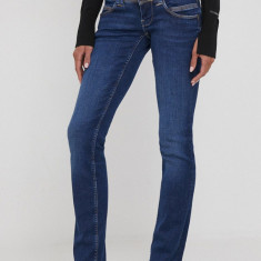 Pepe Jeans jeansi Slim femei, culoarea albastru marin