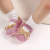 Pantofiori roz cu fundita aurie (Marime Disponibila: 12-18 luni (Marimea 21, Superbaby