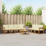 vidaXL Set de canapele de exterior cu pernă 8 pcs Natural și Crem 3366103