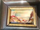 LIMOGES tablou PEISAJ TOAMNA UNIC pictat manual in EMAIL manopera EXCEPTIONALA de colectie FRANTA