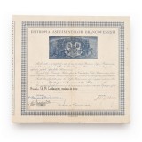 Epitropia Așezămintelor Br&acirc;ncovenești, diplomă acordată principelui Gh. N. Cantacuzino, 1938