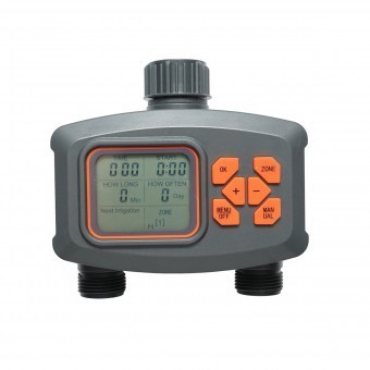 Programator irigatii digital automat 4 programe, 2 zone, 8 bar IP67