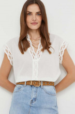 Answear Lab bluza din bumbac femei, culoarea alb, neted foto