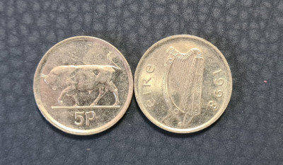 Irlanda 5 pence 1998 foto