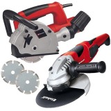 Einhell TC-MA 1300 + TE-AG 230/2000 - Freza pentru caneluri beton 1320 W 125 mm accesorii + Polizor unghiular cu fir 2000 W 230 mm