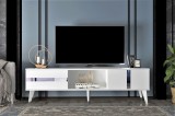 Cumpara ieftin Comoda TV Vania Gri 150 cm - 2 Usi + Raft - Olivia - Mobila Living Moderna