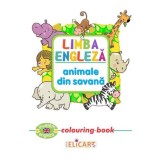 Limba engleză. Animale din savană. Colouring book