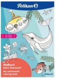 Carte de colorat Blue Sea, format A4 48 file, include 100 abtibilduri