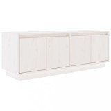 Cumpara ieftin Comoda TV, alb, 110x34x40 cm, lemn masiv de pin