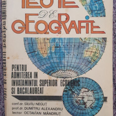 Teste de geografie ptr bacalaureat si admitere facultate, 1992, 190 pag