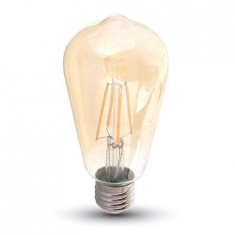 Bec LED E27 6W cu filament alb cald V-TAC, ST64 2200K model Edison, cip samsung foto