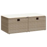 Cumpara ieftin Set canapele gradina cu perne 2 piese bej poliratan/lemn acacia