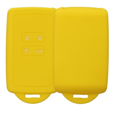Husa Cheie Auto Kwmobile pentru Renault 4 Butoane - Smart Key, Galben, Silicon, KWM000009SO044C foto
