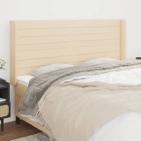 VidaXL Tăblie de pat cu aripioare, crem, 203x16x118/128 cm, textil