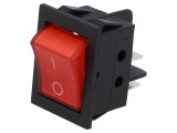 &Icirc;ntrerupător ROCKER DPST ON-OFF 15A 250V roșu cu lampă neon