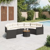 vidaXL Canapea de grădină cu perne, semi-rotundă, negru, poliratan 3318521