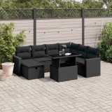 Cumpara ieftin Gossi set mobilier de gradina cu perne, 8 piese, negru, poliratan