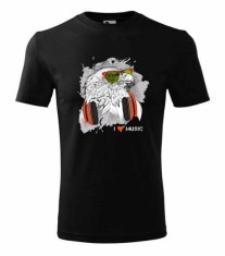 Tricou Personalizat I Love Music cu Vultur si Casti - Design Modern si Cool