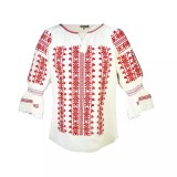 Cumpara ieftin Bluza Tip Ie Traditionala Alba cu Motiv Floral Rosu de Dama - IMS126